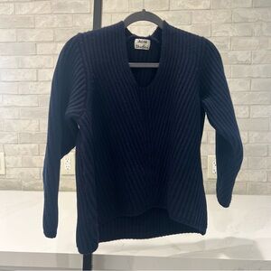 Acne Studios Wool Navy Pullover Dark Blue V-Neck Sweater